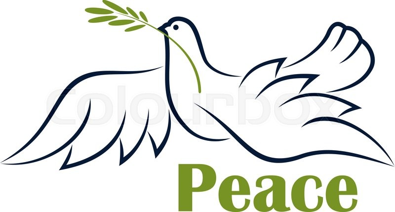 800x429 Flying Dove With Olive Branch As Symbol Of Peace In Outline Sketch - Peace Dove Sketch
