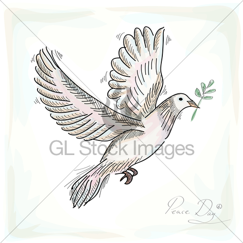 500x500 Hand Drawn Peace Dove Symbol With Texture Background Eps1... Gl - Peace Dove Sketch