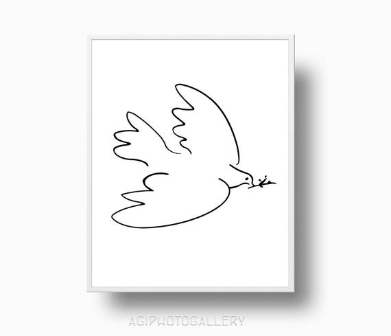 570x489 Picasso Peace Dove Print Picasso Sketches Instant Download Etsy - Peace Dove Sketch
