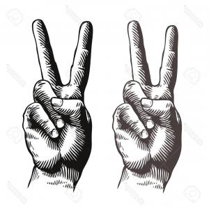300x300 Hand Gesture Peace Sign Symbol Sketch Rongholland - Peace Hand Sketch