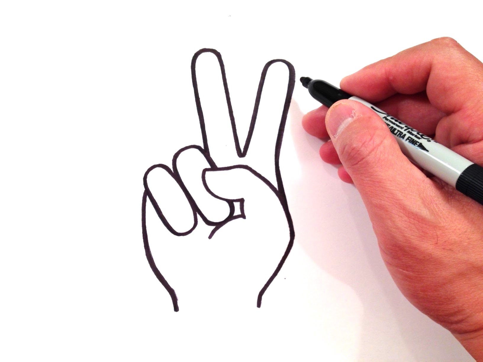 1632x1224 How To Draw A Peace Sign - Peace Hand Sketch
