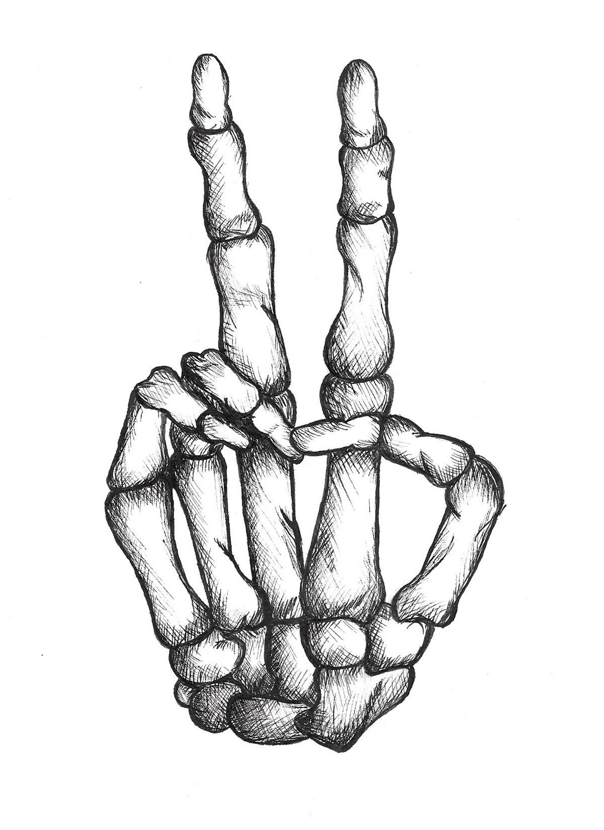 1200x1649 Skeleton Peace Hand On Behance - Peace Hand Sketch