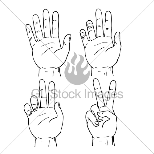 500x500 Victory Or Peace Hand Sign Drawing Gl Stock Images - Peace Hand Sketch