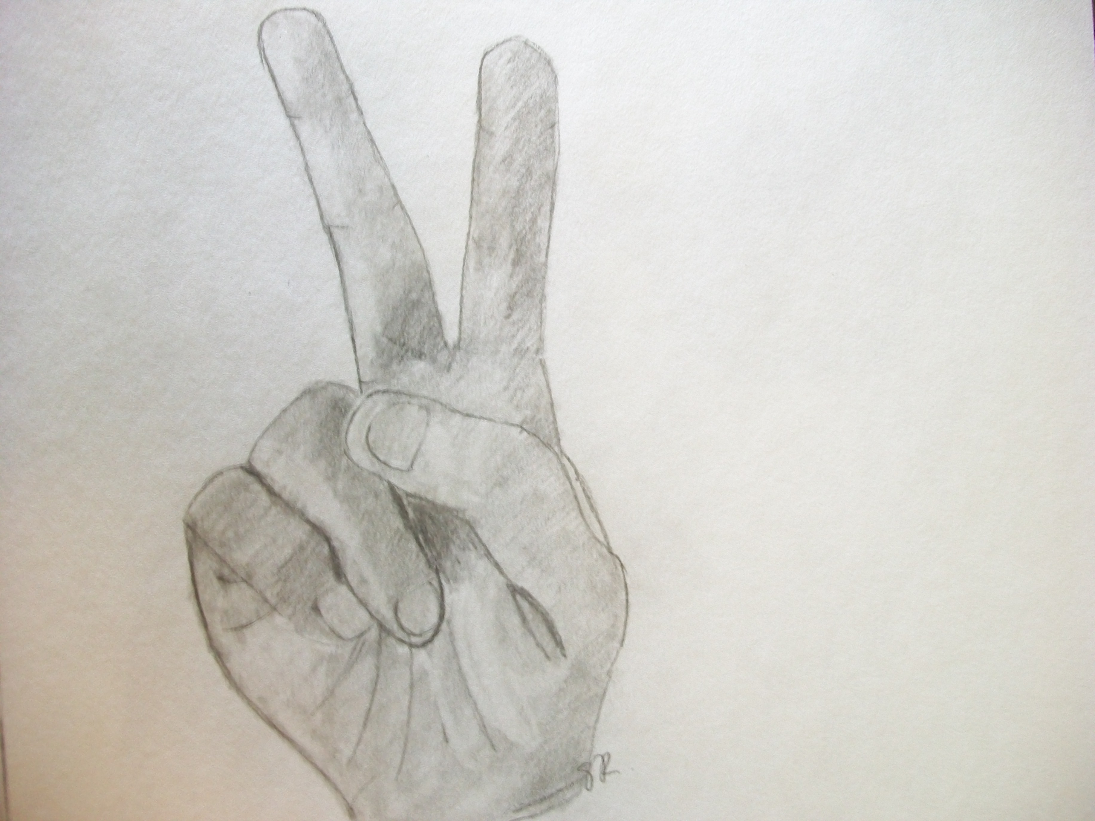 3664x2748 Drawn Peace Sign Pencil Drawing - Peace Hand Sketch