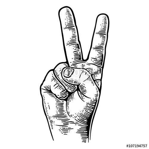 500x500 Female Hand Sign Victory Sign , Or Peace Sign Or Scissors. Vector - Peace Hand Sketch