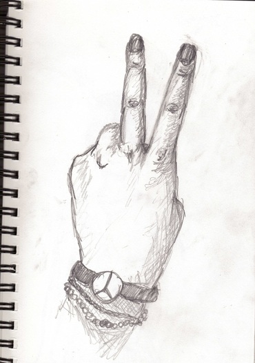 Peace Sign Hand Sketch