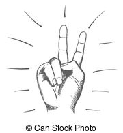 180x195 Illustration Vector Doodle Hand Drawn Of Sketch Right Hand Holding - Peace Sign Hand Sketch