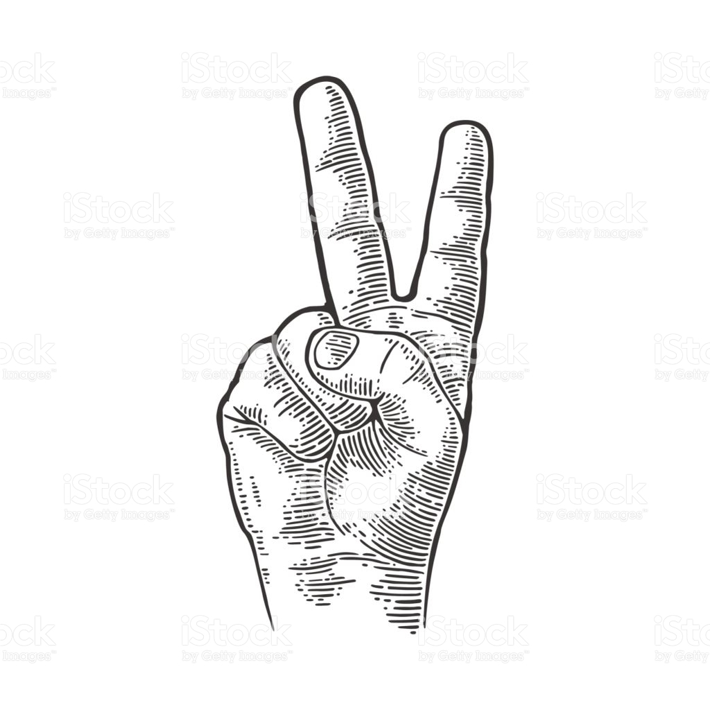 1024x1024 Pencil Sketches For Peace Drawn Peace Sign Pencil Drawing - Peace Sign Hand Sketch