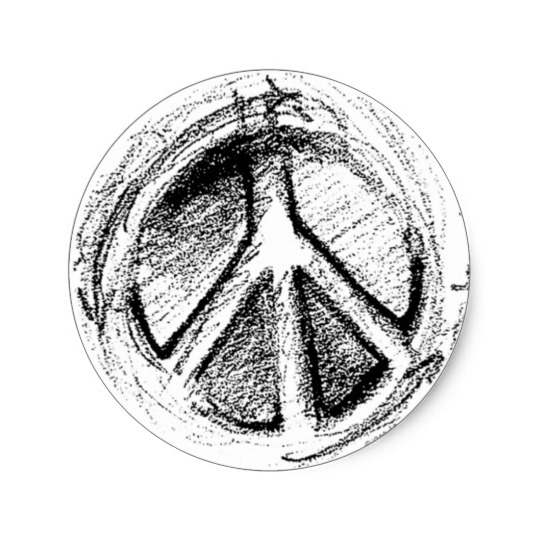 540x540 Grunge Urban Peace Sign Sketch In White Classic Round Sticker - Peace Sign Sketch
