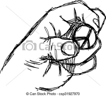450x406 Illustration Vector Doodle Hand Drawn Of Sketch Left Hand Holding - Peace Sign Sketch