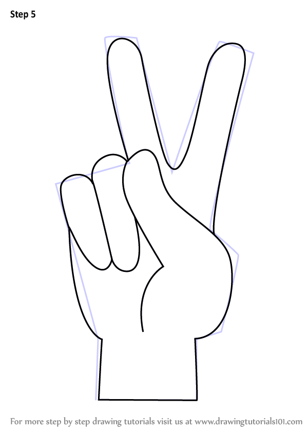 600x846 Learn How To Draw Peace Sign Hand (Symbols) Step By Step Drawing - Peace Sign Sketch