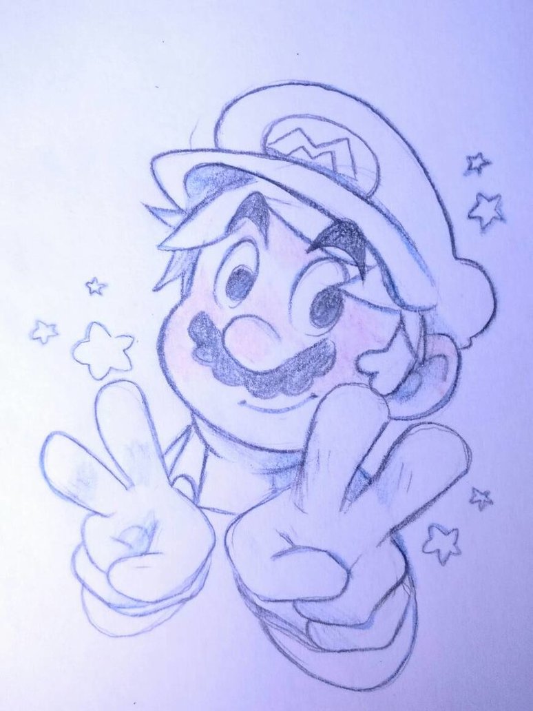 774x1032 Mario Peace Sign Sketch By Saladturtles - Peace Sign Sketch