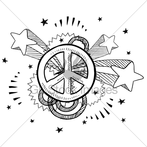500x500 Peace Sign Sketch Gl Stock Images - Peace Sign Sketch