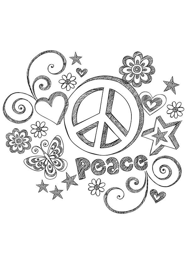 595x842 Simple And Attractive Free Printable Peace Sign Coloring Pages A - Peace Sign Sketch