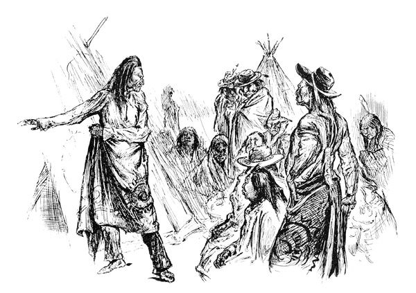 600x423 Native American Peace Talk. A Native American Chief Discussing - Peace Sketch