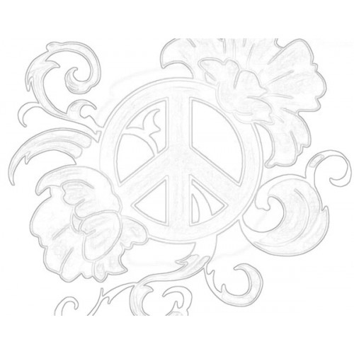 500x500 Peace And Flowers Sketch For Canvas Painting - Peace Sketch