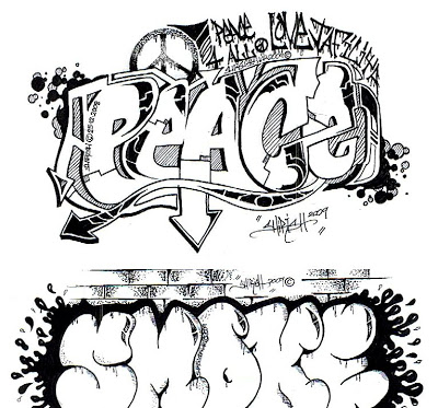 400x373 Arsaroceu Sketch Graffiti Letters Peace Black Edition - Peace Sketch