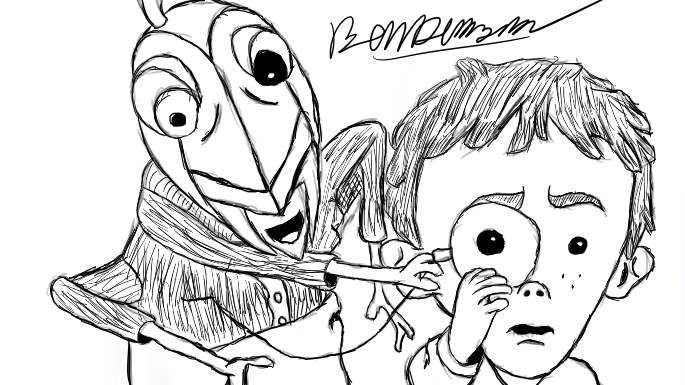 685x385 James And The Giant Peach Sketch. I Made The Grasshopper Derpy For - Peach Sketch