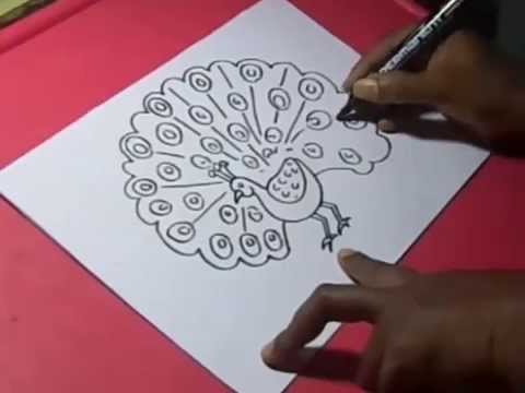 480x360 How To Peacock Drawing For Kids - Peacock Drawing Sketch
