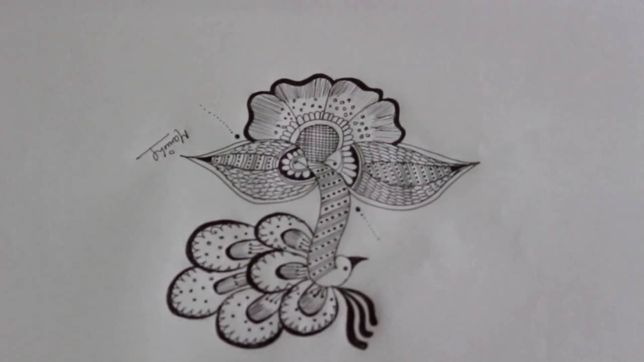 1280x720 Peacock Drawing In Pencil Peacock Rangoli Pencil Sketch - Peacock Drawing Sketch