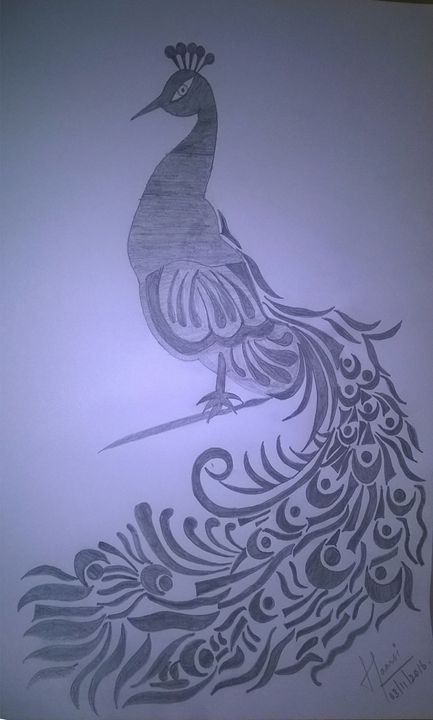 Peacock Pencil Sketch at PaintingValley.com | Explore collection of ...