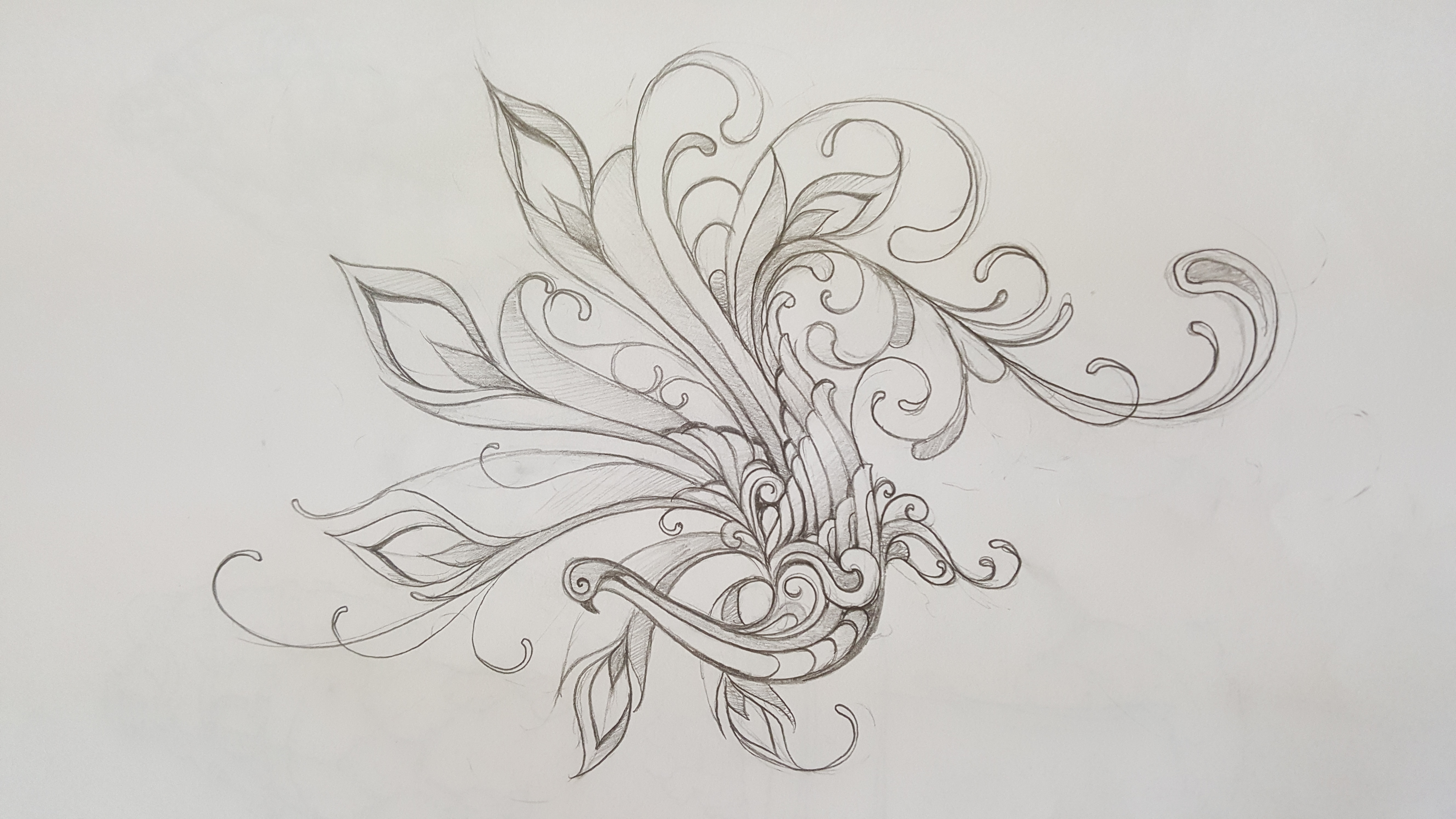 5312x2988 Sketches Art Of Eric Claeys - Peacock Tattoo Sketch