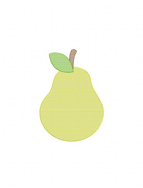 489x640 Pear Color Sketch Embroidery Design - Pear Sketch