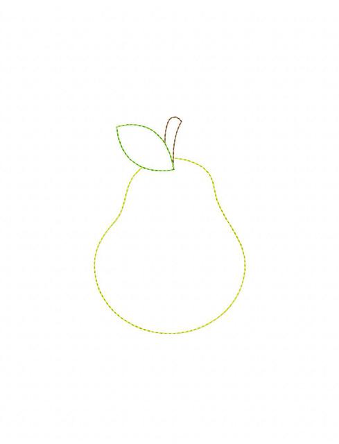 489x640 Pear Color Work Embroidery Design - Pear Sketch