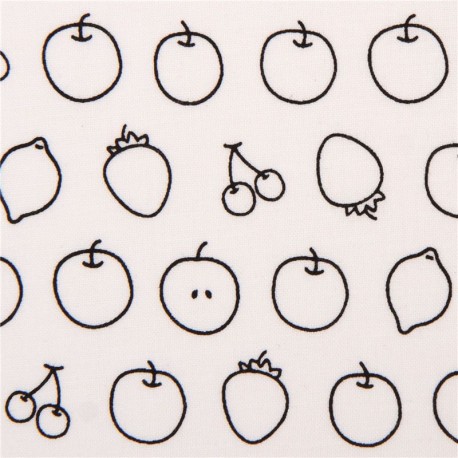 458x458 White Fruit Sketch Apple Pear Cherry Cotton Fabric From Japan - Pear Sketch