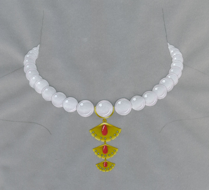 670x609 Hand Painted Sketches - Pearl Necklace Sketch