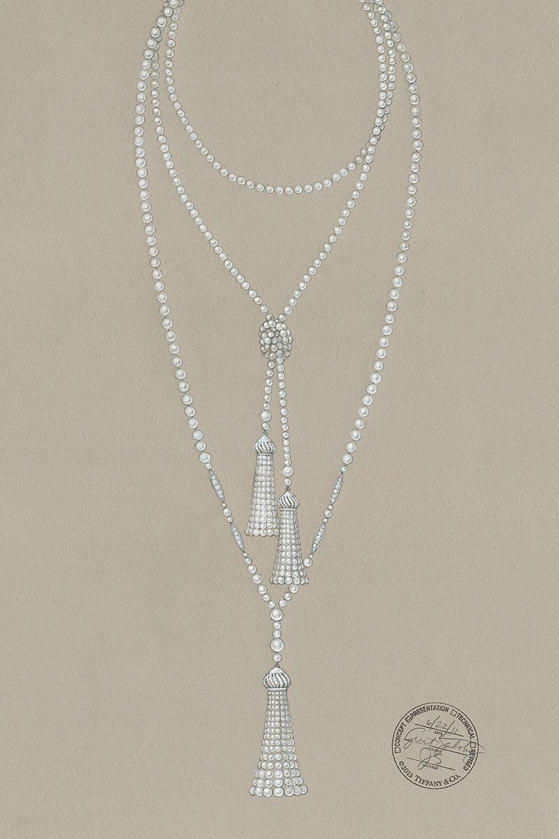 800x1200 A Sketch For A Pearl Necklace From The Great Gatsby Collection - Pearl Necklace Sketch