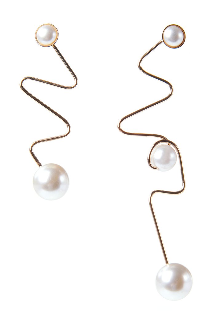 683x1024 Sketch Line Pearl Earrings Gold - Pearl Sketch