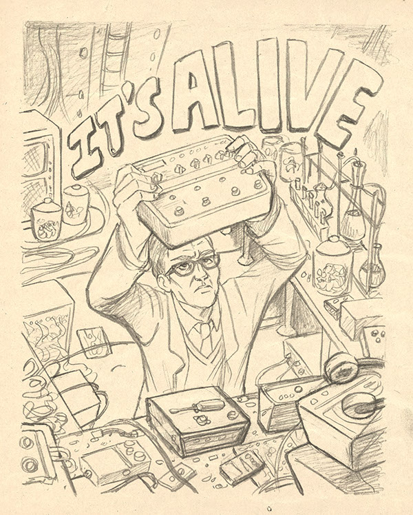 600x747 Illustrated Magazine Advert For A Guitar Delay Pedal On Behance - Pedal Sketch