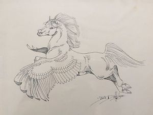 300x225 Original Art Lela Dowling Pegasus - Pegasus Sketch