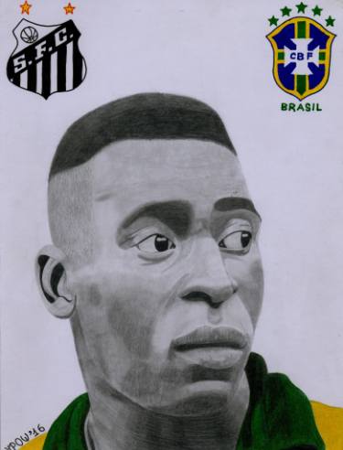 375x492 Pele Painting By Uros Vuckovic Saatchi Art - Pele Sketch