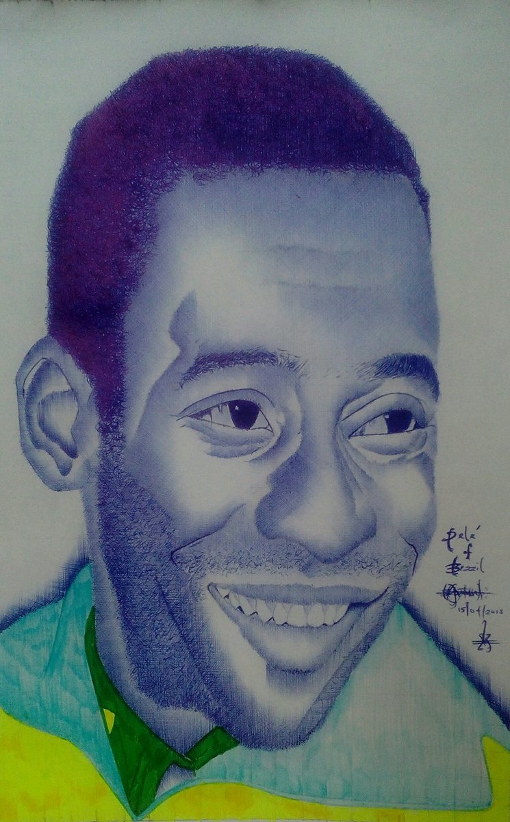 745x1200 Babatunde Ballpoint On Twitter My Biro Sketch Of Of Brazil - Pele Sketch