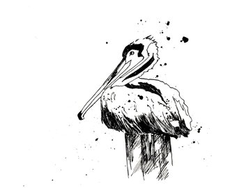 340x270 Pelican Sketch Etsy - Pelican Sketch