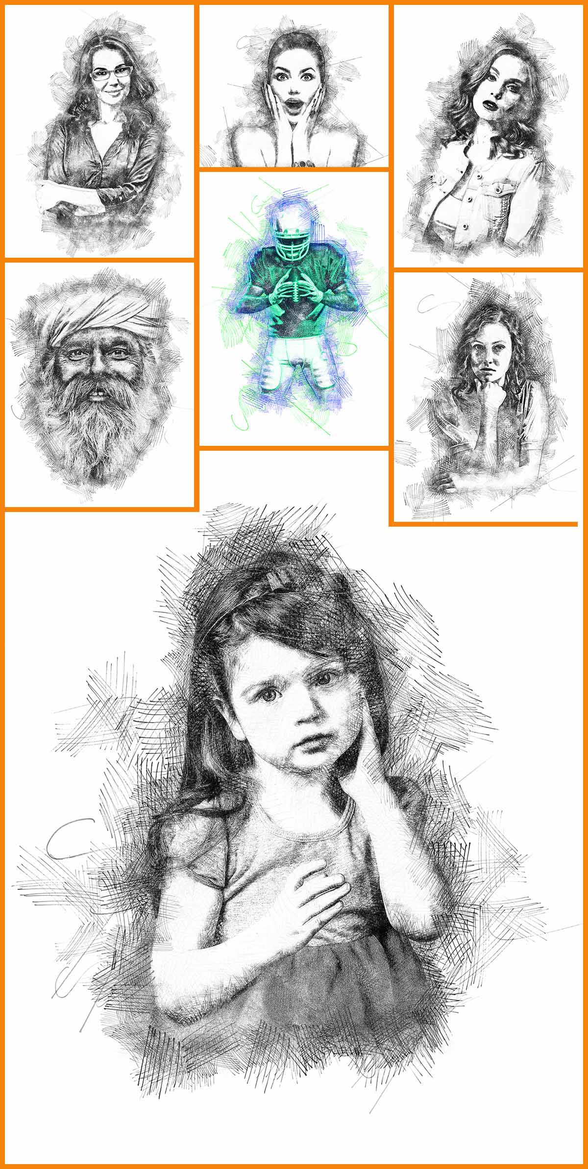 1200x2386 Felt Pen Sketch Photoshop Action - Pen Sketch Photoshop Action