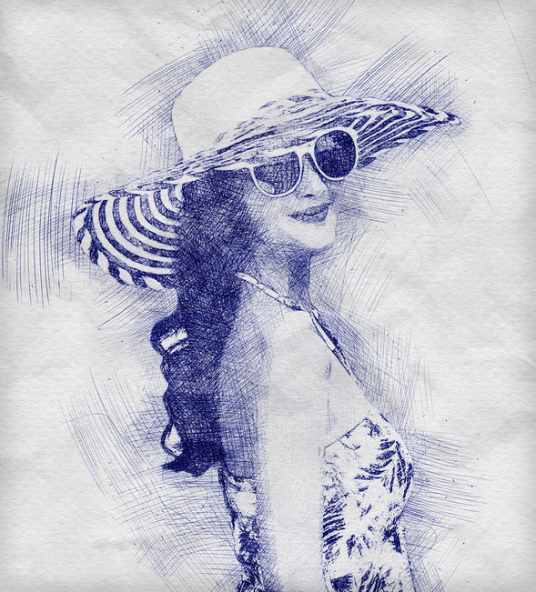 589x651 New Creative Photoshop Actions For Photographers Amp Designers - Pen Sketch Photoshop Action