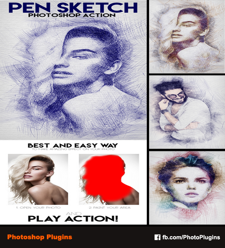 720x795 Pen Sketch Photoshop Action By Graphixriver - Pen Sketch Photoshop Action