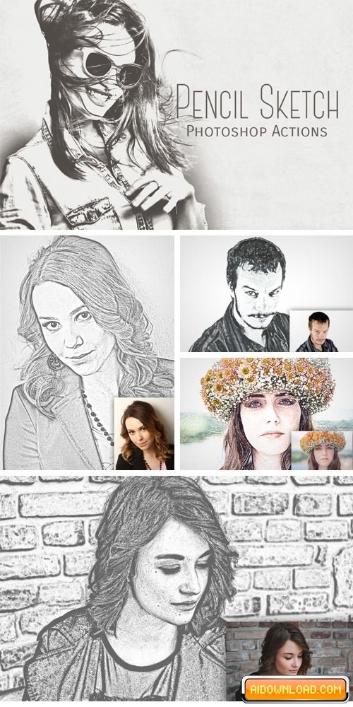 500x1000 Pencil Sketch Art Photoshop Action Free Download Free Graphic - Pen Sketch Photoshop Action
