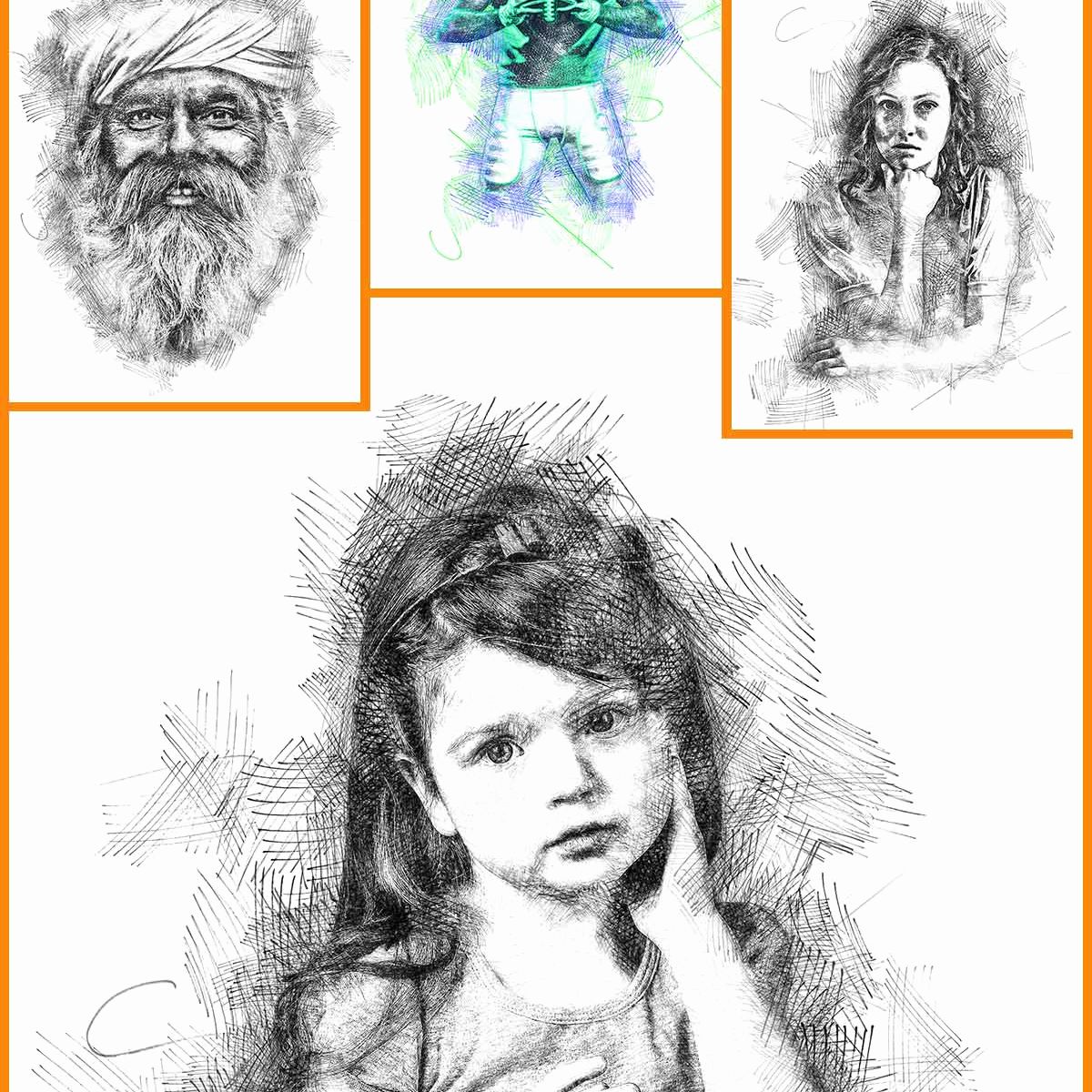 1200x1200 Photoshop Sketch Felt Pen Sketch Photoshop Action Mcp Photoshop - Pen Sketch Photoshop Action