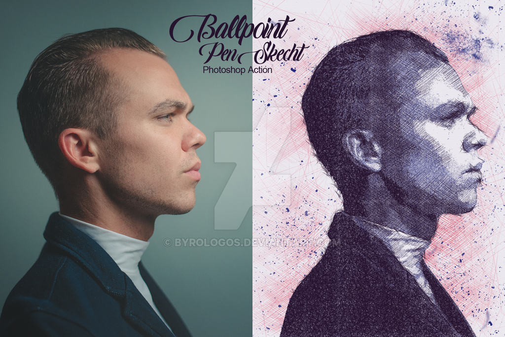 1024x684 Ballpoint Pen Sketch Photoshop Action By Byrologos - Pen Sketch Photoshop Action