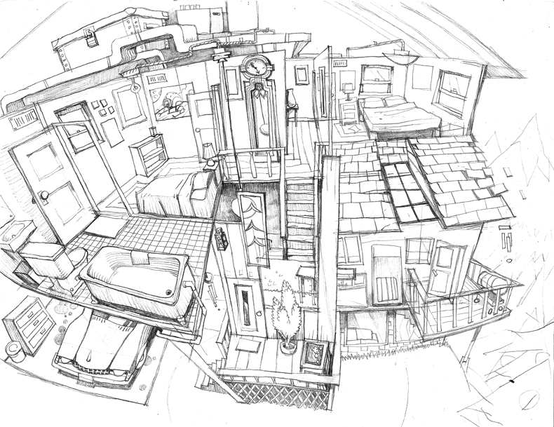 790x609 House Interior Pencil Sketch By Pesthdelinz , Inside - Pencil Design Sketch