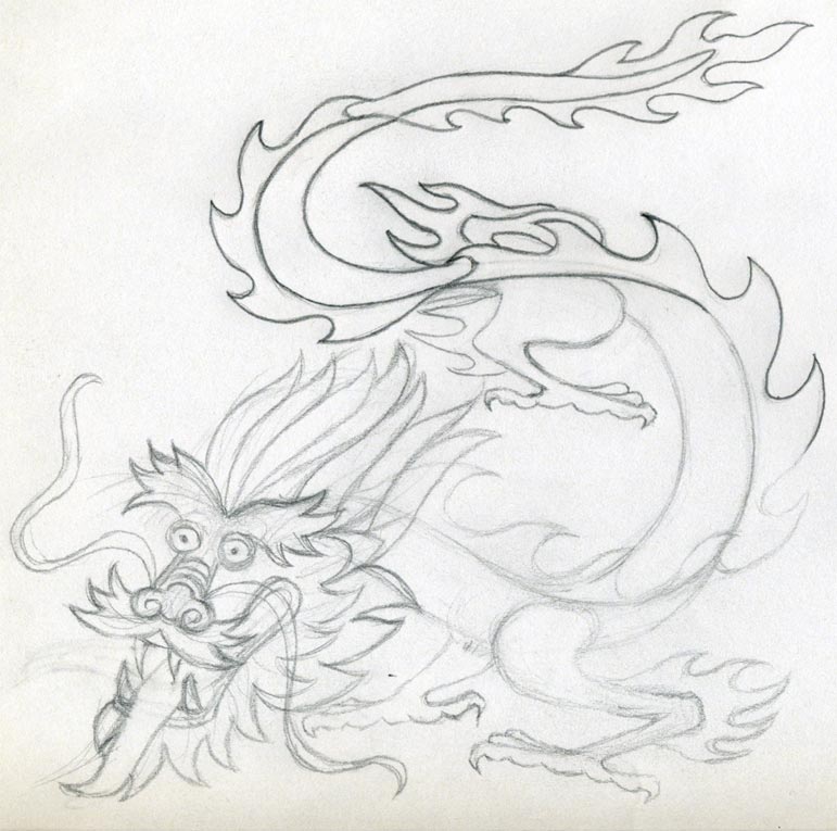 771x765 Dragon Drawing Simple And Perfect - Pencil Dragon Sketch