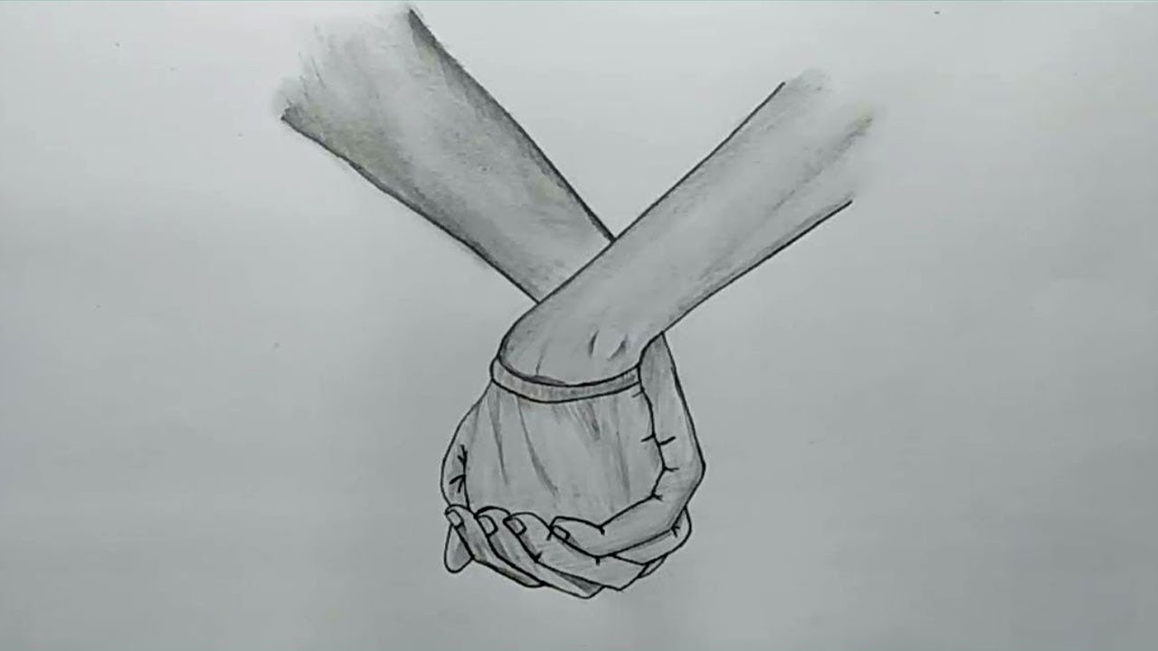 1280x720 How To Draw Lovely Holding Hands With Pencil Sketch Step By Step - Pencil Hand Sketch