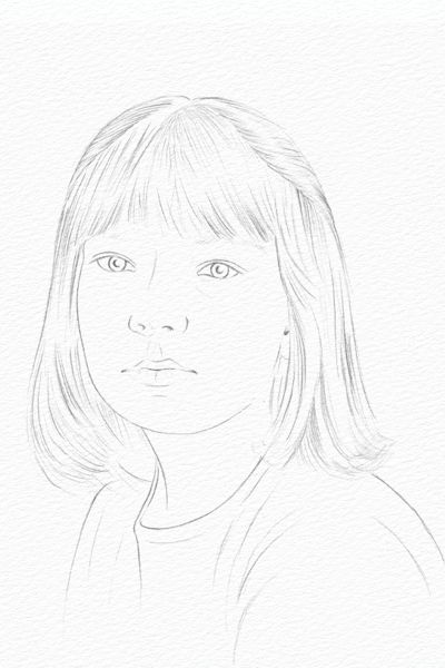 400x600 Pencil Portrait Drawing - Pencil Line Sketch