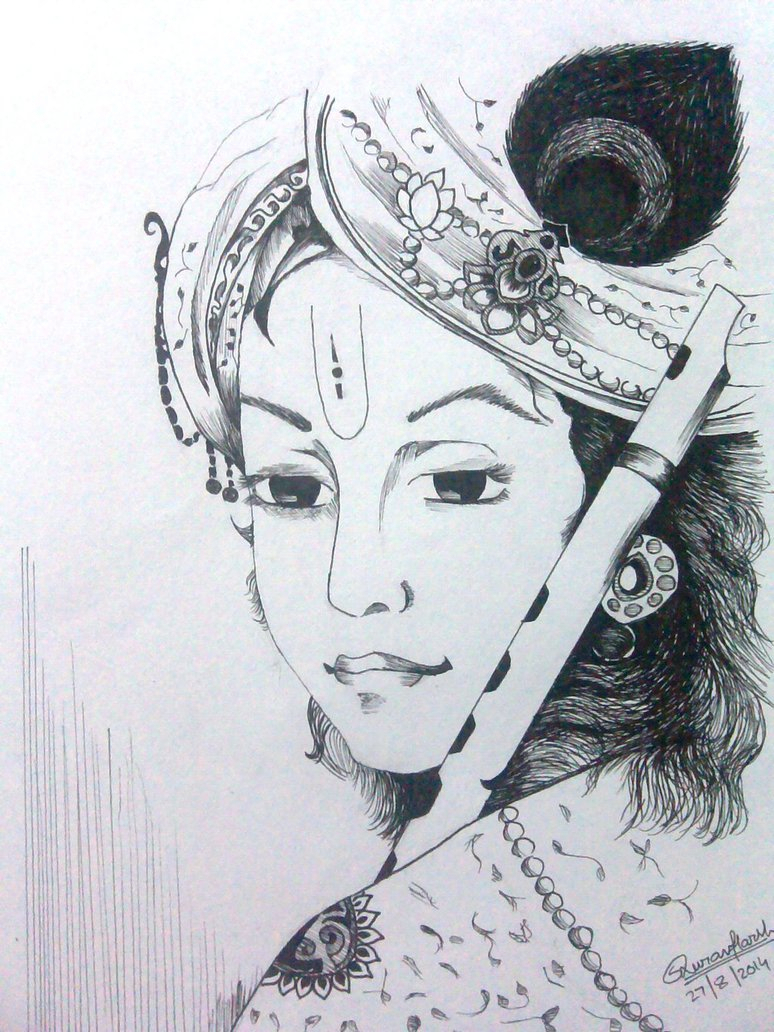 774x1032 Lord Krishna Pencil Sketches A Mythology Blog - Pencil Photo Sketch