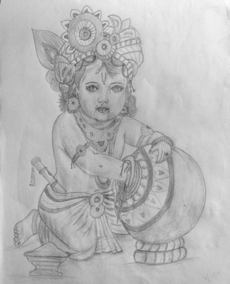 784x966 Lord Krishna Pencil Sketches A Mythology Blog - Pencil Sketch