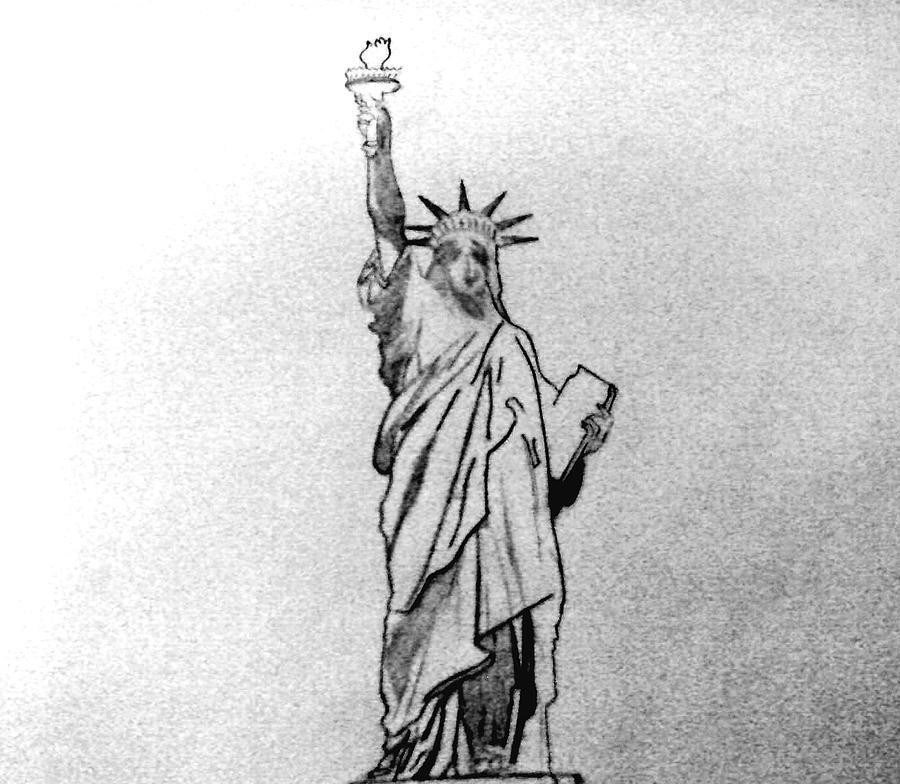 900x784 Download Pencil Drawing Of The Statue Of Liberty Clipart Statue Of - Pencil Sketch Clipart